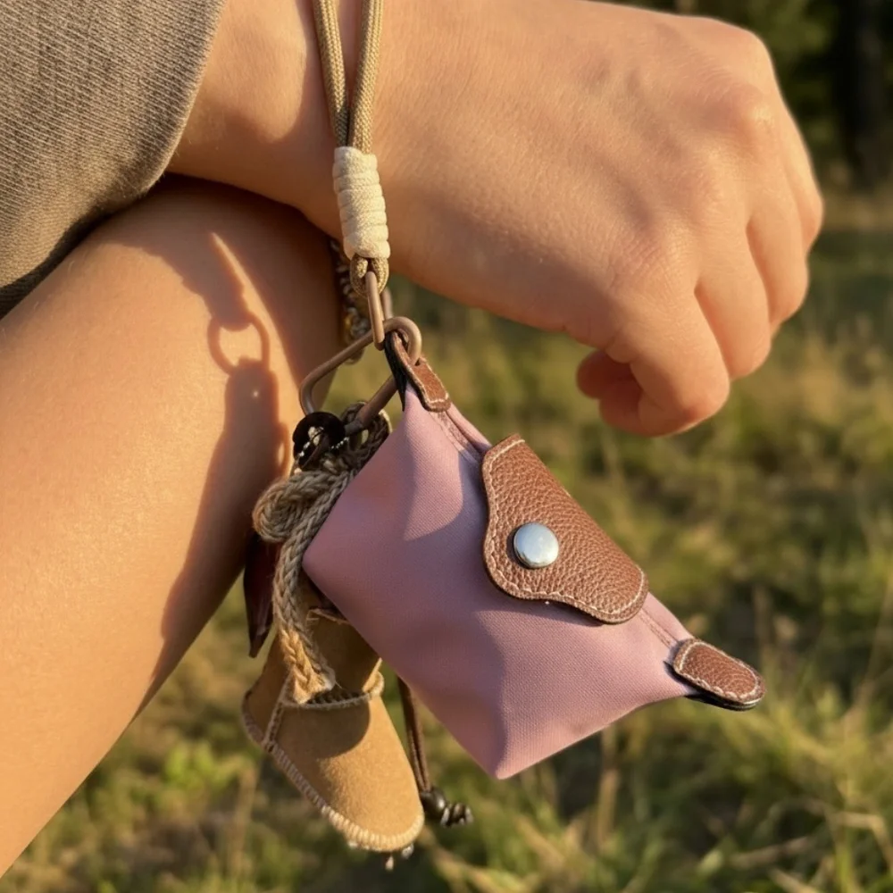 Women's Pink Mini Coin Purse wristlet w/ Cute Boot, Star, Heart Charms